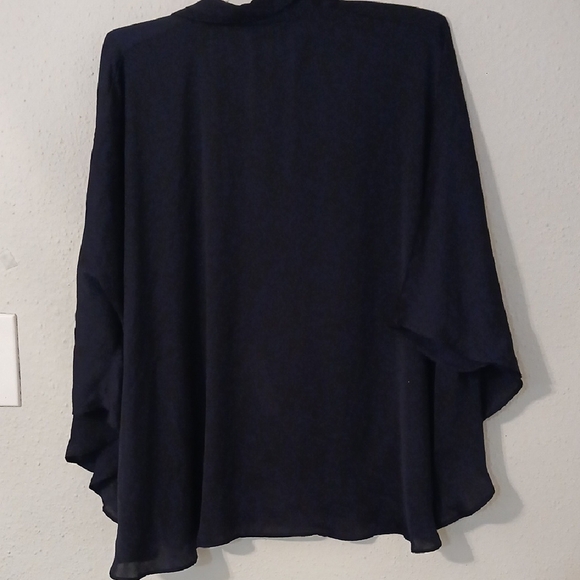 Zara Blue Boxy Tunic with Flutter Sleeves and Mandarin Collar - Picture 6 of 7